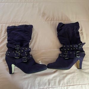 Venus Royal Purple Studded Strap Boots